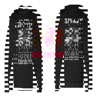 Horse Valentine Cute Animal This Is My Valentine Pajama Long Sleeve T-Shirt | Mazezy