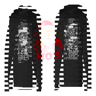 I Do It For The Hos African American Afro Santa Christmas Long Sleeve T-Shirt - Monsterry