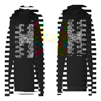 Hモンスターズ アルファベットネーム イニシャル キュート モノグラム 長袖Tシャツ - Kawaiitshirt