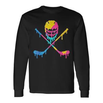 Ice Hockey Drip Ice Cream Graphic Long Sleeve T-Shirt - Thegiftio UK