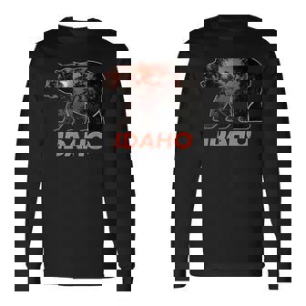 Idaho Bear Sunset Nature State Pride Wilderness Art Long Sleeve T-Shirt | Mazezy