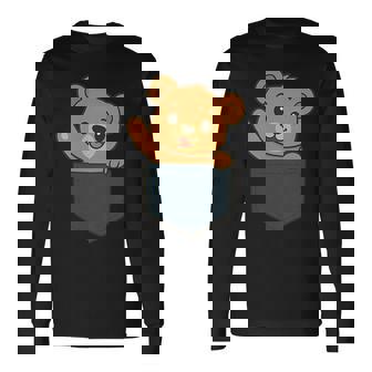 Illustration De Poche Avec Motif Ours En Peluche T-shirt à manches longues - Cadeauxyz