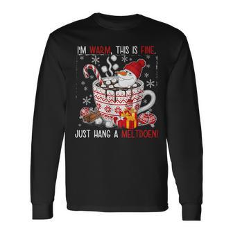 I'm Fine This Is Fine Just Having Meltdown Snowman Christmas Long Sleeve T-Shirt - Monsterry