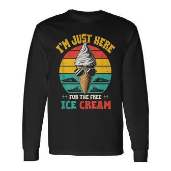 I'm Just Here For The Free Ice Cream Cruise Boat Cruising Long Sleeve T-Shirt - Thegiftio UK