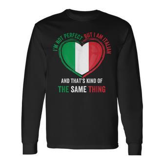 I'm Not Perfect But I Am Italian Pride Italiano Italia Bandera Camiseta de manga larga - Regaloses