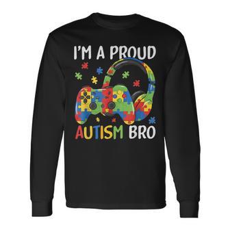I'm A Proud Autism Brother Autism Awareness Video Game Boys Long Sleeve T-Shirt - Thegiftio UK