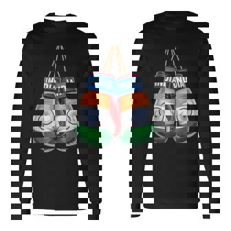 India Flag Boxing Gloves Boxer Indian Patriotism Long Sleeve T-Shirt | Mazezy