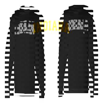 Indiana IN Vintage Athletic Yellow Sports Style 80s Tank Top Long Sleeve T-Shirt | Mazezy