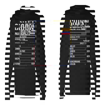Información Nutricional Colombiana Comida Comida Colombia Camiseta de manga larga - Regaloses