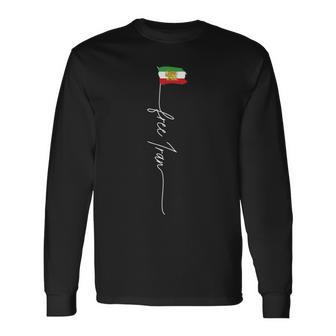 Iran Azadi Iran Flag Map Lion Sun Sword Free Iran Revolution Long Sleeve T-Shirt - Thegiftio UK