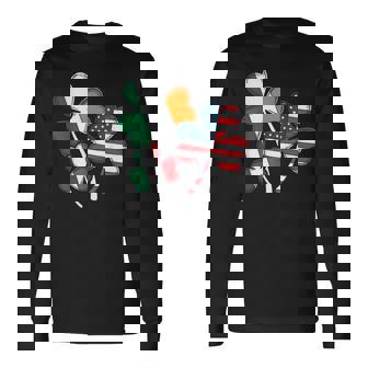 Irish Italian American Flag Ireland Italy St Patrick's Day Long Sleeve T-Shirt | Mazezy