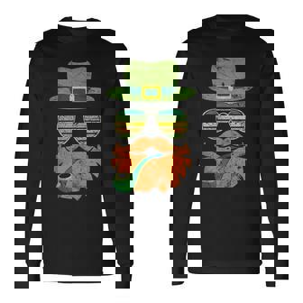 Irish Leprechaun Face Retro Sunglasses Vintage Cool Tank Top Long Sleeve T-Shirt | Mazezy