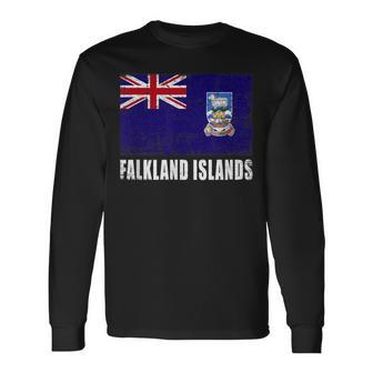 Islas Malvinas Bandera Grunge País Bandera Islas Malvinas Camiseta de manga larga - Regaloses