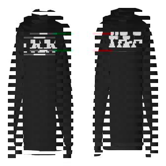 Italia Italian Flag Map Shield Badge Italy Sports Soccer Fan Long Sleeve T-Shirt | Mazezy