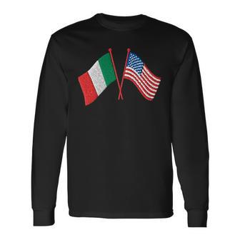 Italian American Cross Flag Long Sleeve T-Shirt - Thegiftio UK