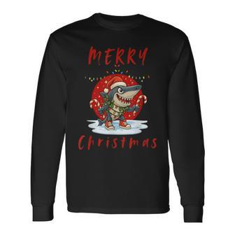 Italian Brainrot Christmas Tralalero Tralala Christmas Shark Long Sleeve T-Shirt | Seseable FR