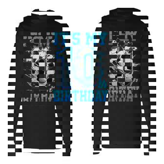 It's My 10Th Soccer Birthday Party 10Th Birthday Boy Soccer Long Sleeve T-Shirt | Seseable FR