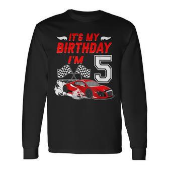 It's My 5Th Birthday Boy Race Car Racing 5 Years Old Long Sleeve T-Shirt - Thegiftio UK