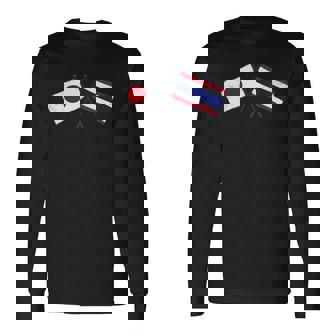 Japan Thailand Crossed Flags Japanese Thai Unity Long Sleeve T-Shirt | Mazezy