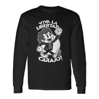 Javier Milei Libertario Libertario Cita Retro Dibujos Animados Camiseta de manga larga - Regaloses