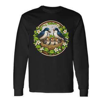 Jolie Hirondelle À Farine Ornithologue Ornithologue Oiseaux Oiseaux De Printemps T-shirt à manches longues - Cadeauxyz