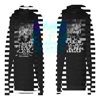 Juneau Alaska Bear Northern Lights Long Sleeve T-Shirt - Thegiftio