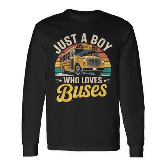 Just A Boy Who Loves Buses School Bus Driver Costume Toddler Long Sleeve T-Shirt - Thegiftio UK