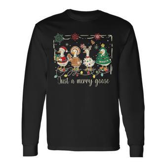 Just A Jolly Goose Silly Goose Santa Christmas Xmas Long Sleeve T-Shirt - Thegiftio