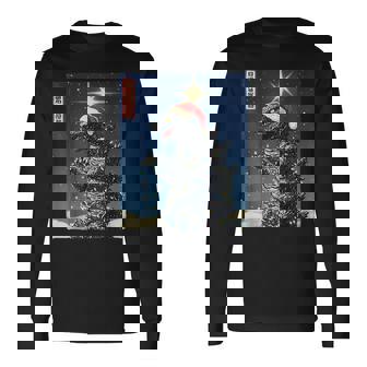 Kaiju Christmas Santazilla Japanese Monster Boys Men Long Sleeve T-Shirt - Monsterry