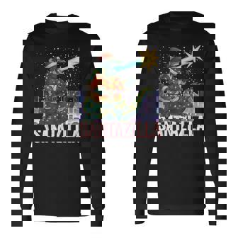 Kaiju Christmas Santazilla Japanese Monster Dinosaur Boy Long Sleeve T-Shirt | Mazezy