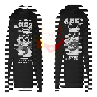 Kanreki 還暦 60歳 記念 猫 サングラス ビール 大人のユーモア 長袖Tシャツ - Kawaiitshirt