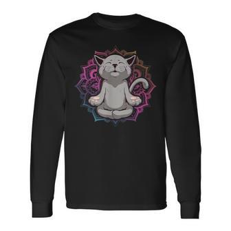 Katze Lustigüss Yoga Meditation Miau Kawaii Katzenbesitzer Langarmshirts - Geschenkecke