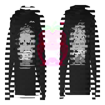 Kawaii Strawberry Gamer Cute Gaming Fruit Long Sleeve T-Shirt | Mazezy