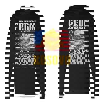 Kosovo Sweets American Flag Pride Kosovar Long Sleeve T-Shirt | Mazezy