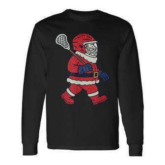 Lacrosse Christmas Santa Lax Player Xmas Long Sleeve T-Shirt - Thegiftio UK