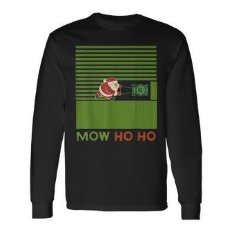 Lawn Mower Christmas Vintage Santa Lawn Mowing Xmas Long Sleeve T-Shirt - Thegiftio UK