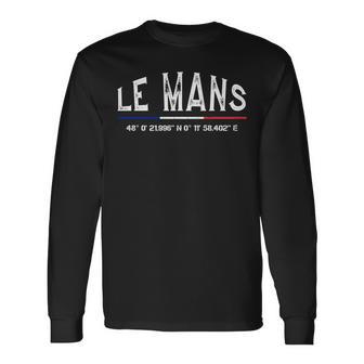 Le Mans France Coordonnées Gps Manche Longue T-shirt à manches longues - Cadeauxyz