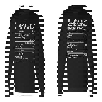 Lettuce Facts – Nutrition Label Parody Long Sleeve T-Shirt - Monsterry