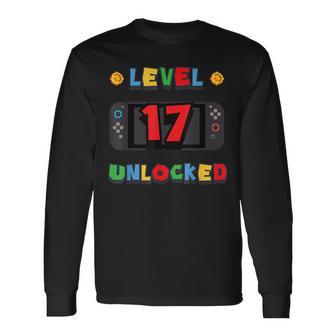 Level 17 Unlocked Gamer 17Th Birthday Video Game Lovers Long Sleeve T-Shirt - Thegiftio UK