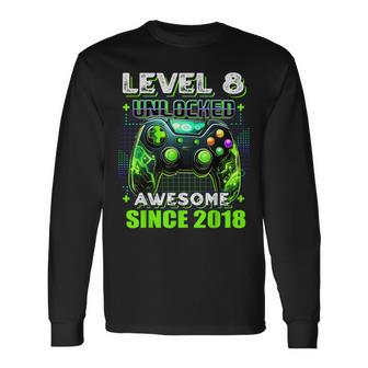Level 8 Unlocked Birthday Boy Gamer 8Th Video Game 2018 Long Sleeve T-Shirt - Thegiftio UK