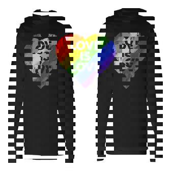 Lgbt Love Is Lovetシャツレトロハートゲイレズビアンプライド月間 長袖Tシャツ - Kawaiitshirt