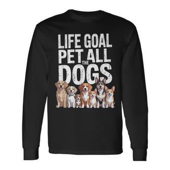 Life Goal Pet All The Dogs Retro Dog Lover Long Sleeve T-Shirt | Seseable UK