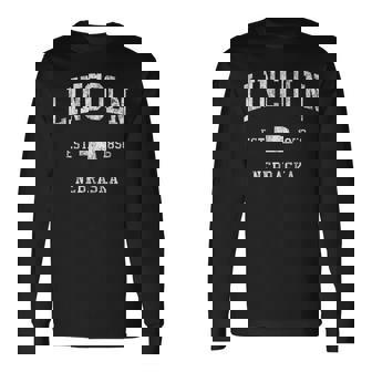 Lincoln NE J01 Vintage Athletic Sports Long Sleeve T-Shirt | Mazezy