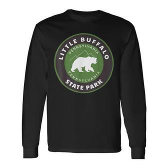 Little Buffalo State Park Pennsylvania PA Bear Badge Long Sleeve T-Shirt | Mazezy