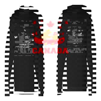 I Love Canada Cool Canada Bear & Chipmunk Cartoon Graphic 長袖Tシャツ - Kawaiitshirt