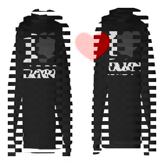 I Love Damon I Heart Damon 面白い名前 Damon 長袖Tシャツ - Kawaiitshirt