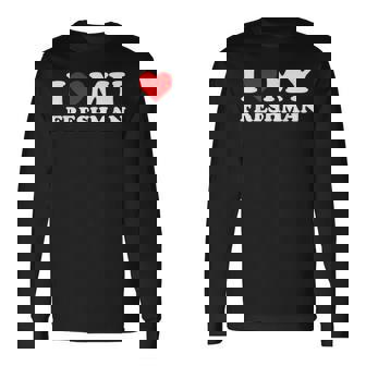 I Love My Freshman Red Heart Long Sleeve T-Shirt - Monsterry