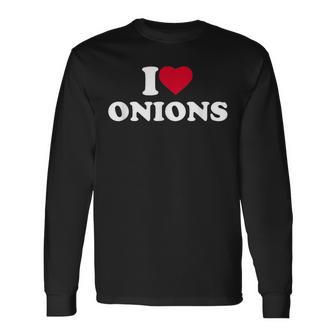 I Love Heart Onions Lover Vegetable Veggie Long Sleeve T-Shirt - Thegiftio UK