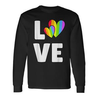 Love Heart Rainbow LGBTQ Pride Awareness Gay Lesbian Long Sleeve T-Shirt | Mazezy