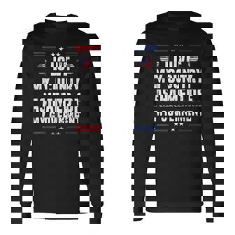 I Love My Country Ashamed Of My Government Usa 愛国的 長袖Tシャツ - Kawaiitshirt